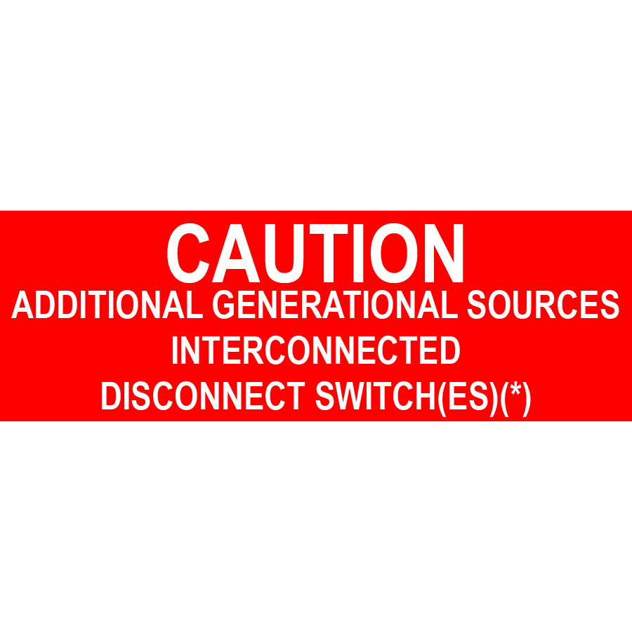 3x1 Caution Additional Generation, Plastic Solar Labels, PV-542