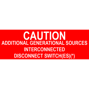 3x1 Caution Additional Generation, Plastic Solar Labels, PV-542