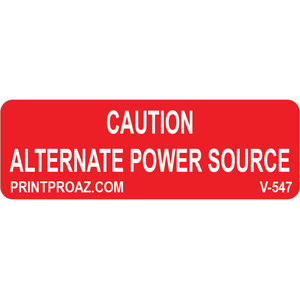 3x1 Caution Alternate Power Source, Decal Solar Labels, V-547