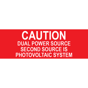 3x1 Caution Dual Power Source, Plastic Solar Labels, PV-005