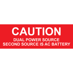 3x1 Caution Dual Power Source, Plastic Solar Labels, PV-155