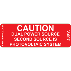 3x1 Caution Dual Power Source, Reflective Vinyl Decal, V-007