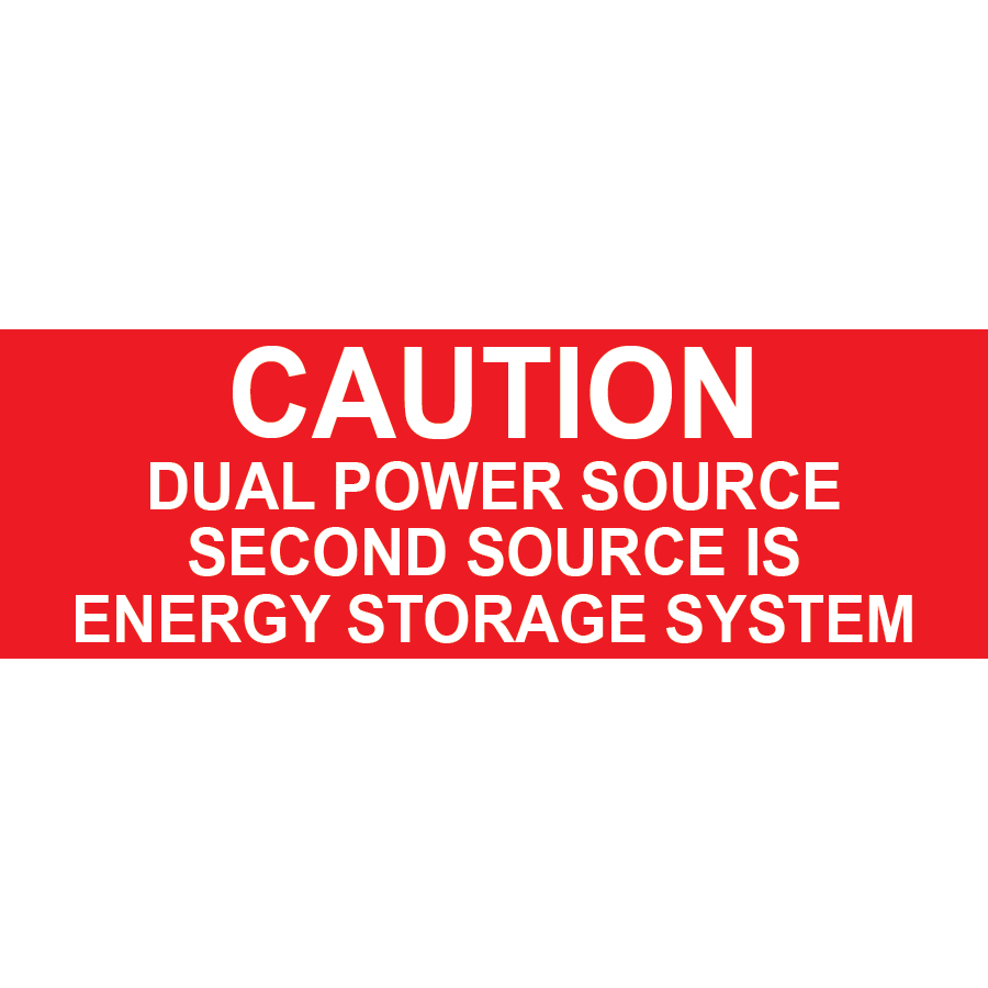 3x1 Caution Dual Power Source Second Source Is Energy Storage System, Plastic Solar Labels, PV-245