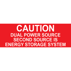 3x1 Caution Dual Power Source Second Source Is Energy Storage System, Plastic Solar Labels, PV-245