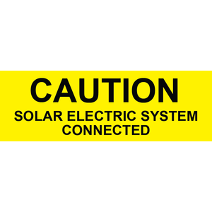 3x1 Caution Solar Electric System Connected - Plastic Solar Labels, PV-146