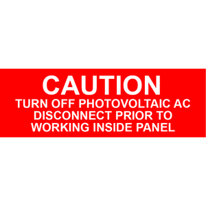 3x1 Caution Turn Off Photovoltaic AC, Plastic Solar Labels, PV-043