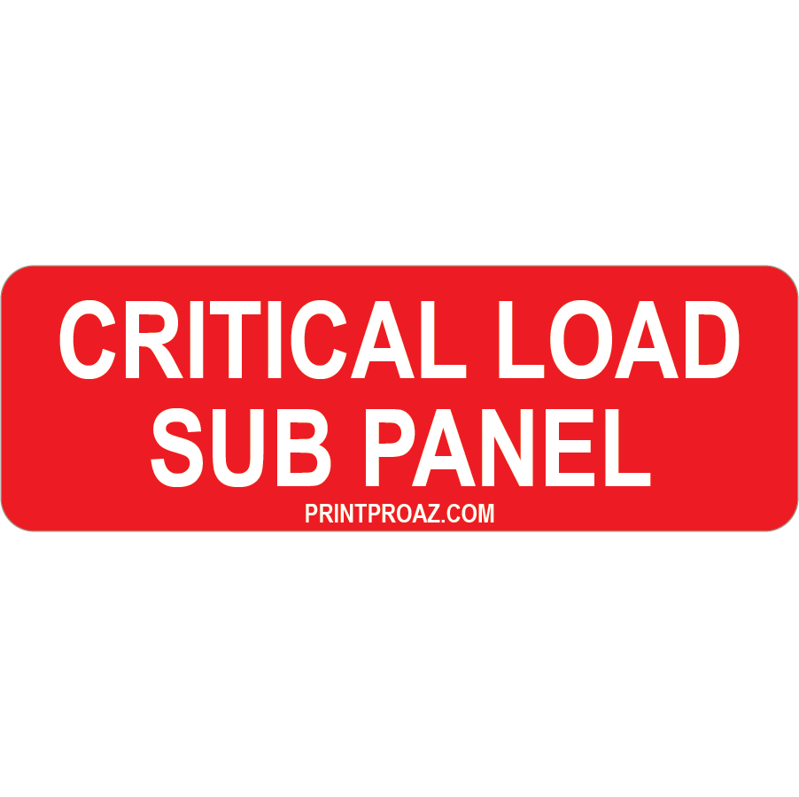 Critical Load Sub Panel, Decal Solar | NEC Solar Label