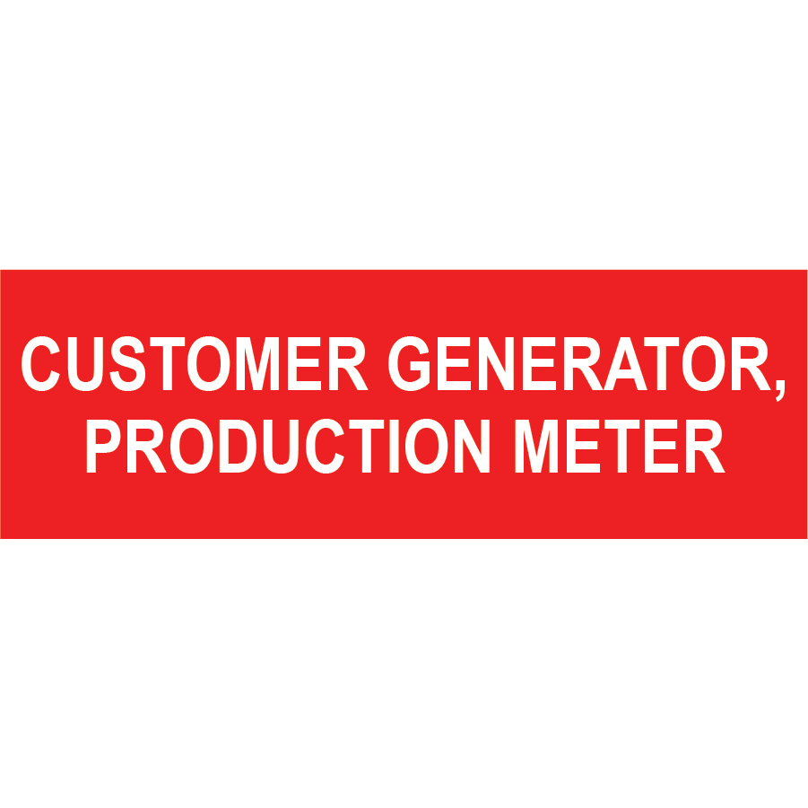 3x1, Customer Generator, Production Meter, Plastic Solar Labels, PV-47