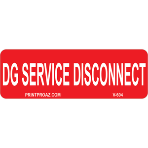 3x1 DG Service Disconnect Vinyl Solar Labels V-604
