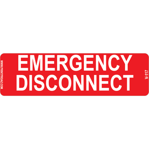 3x1 EMERGENCY DISCONNECT, Vinyl Decal, V-117
