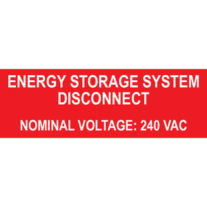 3x1 Energy Storage System Disconnect, Plastic Solar Labels, PV-224