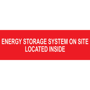 3x1 Energy Storage System On Site Located Inside, Plastic Solar Labels, PV-058