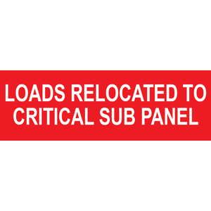 3x1 Loads Relocated To Critical Sub Panel, Plastic Solar Labels, PV-141