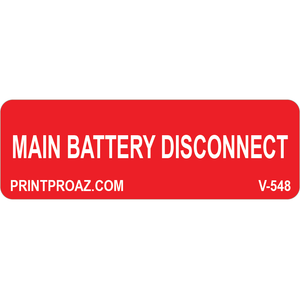 3x1 Main Battery Disconnect, Decal Solar Labels, V-548