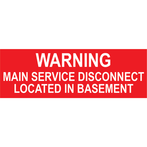 3x1, Main Service Disconnect Located in Basement, Plastic Solar Labels, PV-517