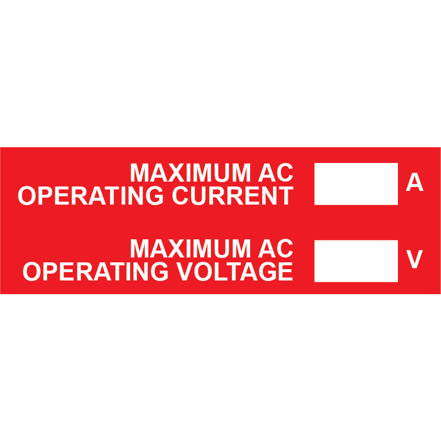 3x1 Maximum AC Operating Current, Plastic Solar Labels, PV-009