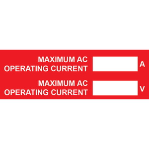 3x1 Maximum AC Operating Current, Plastic Solar Labels, PV-226