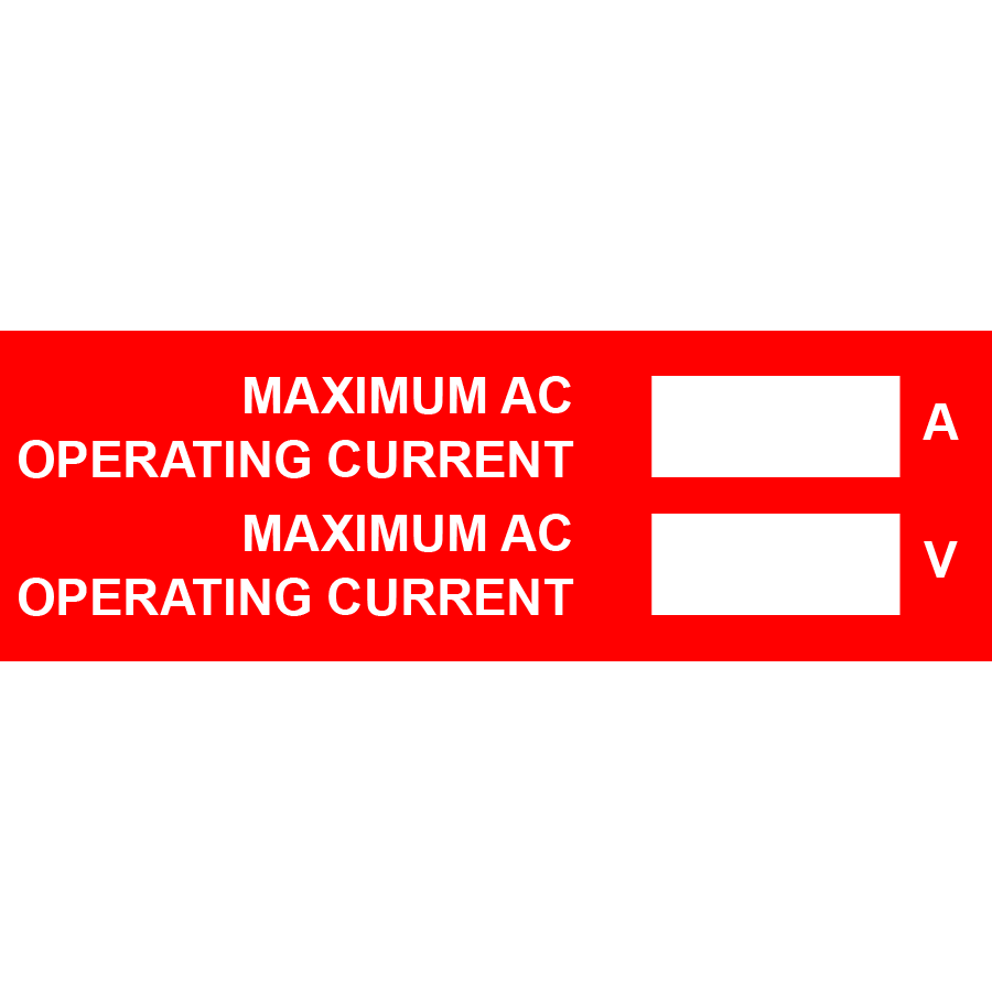 3x1 Maximum AC Operating Current, Plastic Solar Labels, PV-274
