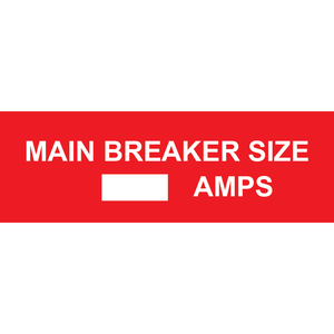 3x1 Maximum Main Breaker Size, Plastic Solar Labels, PV-231