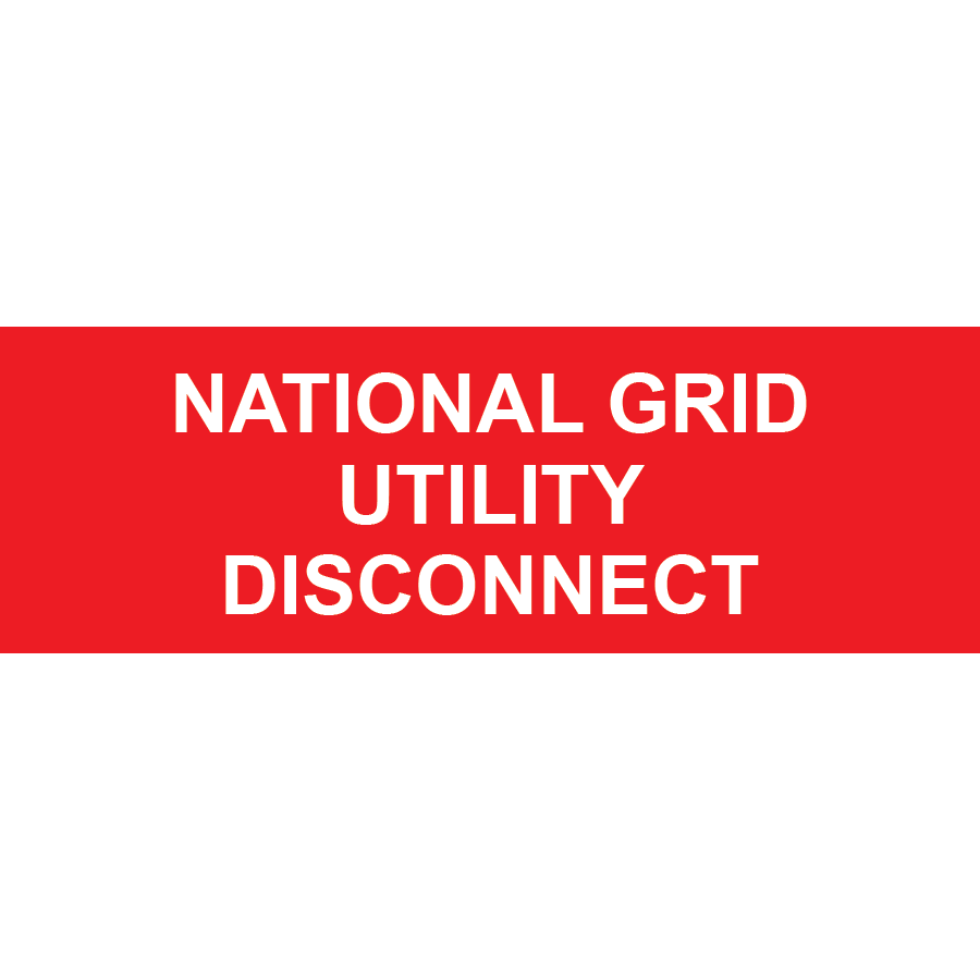 3x1 National Grid Utility Disconnect, Plastic Solar Labels, PV-262