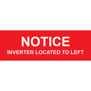 3x1 Notice Inverter Located To Left, Plastic Solar Labels, PV-259