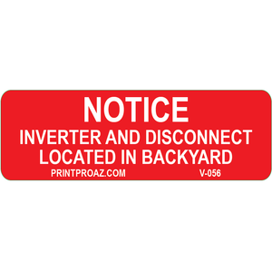 3x1 Notice Inverter and Disconnect, Vinyl Decal, V-056