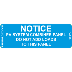 3x1, Notice PV System Combiner Panel, Vinyl Decal, V-010