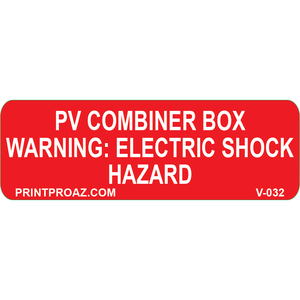 3x1, PV Combiner Box, Vinyl Decal, V-033
