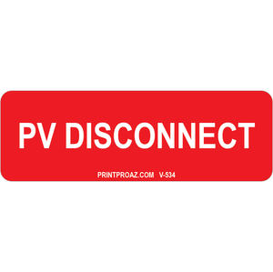 3x1 PV Disconnect, Vinyl Decal Solar Labels, V-534