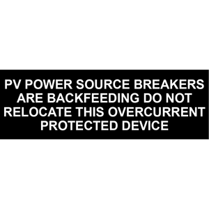 3x1 PV Power Source Breakers, Plastic Solar Labels, PV-032