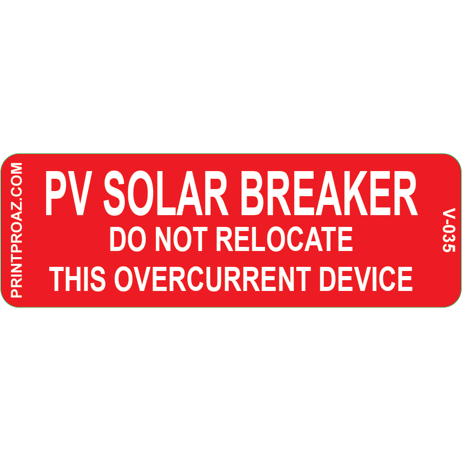 3x1 PV Solar Breaker, Vinyl Decal, V-035