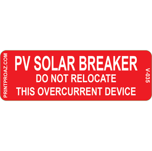 3x1 PV Solar Breaker, Vinyl Decal, V-035