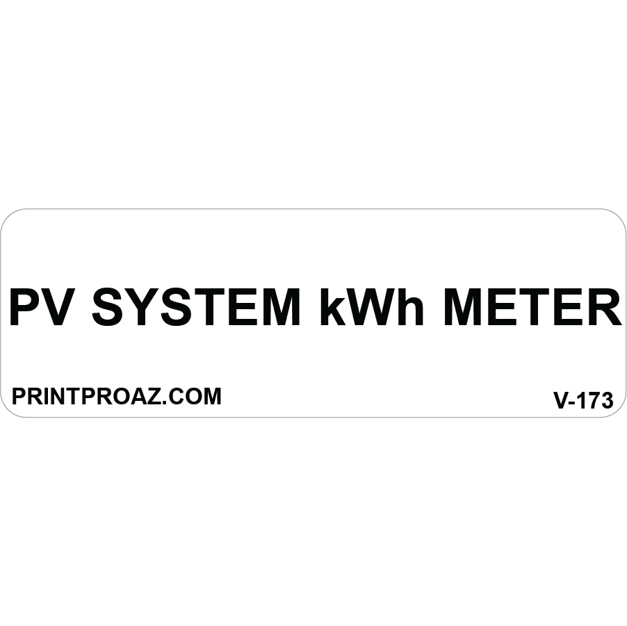 3x1 PV SYSTEM kWh METER, Vinyl Decal, V-173