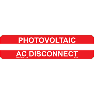 3x1 PHOTOVOLTAIC AC DISCONNECT, Vinyl Decal, V-166