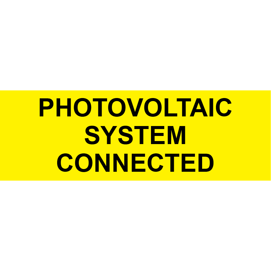 3x1 Photovoltaic System Connected, Plastic Solar Labels, PV-027