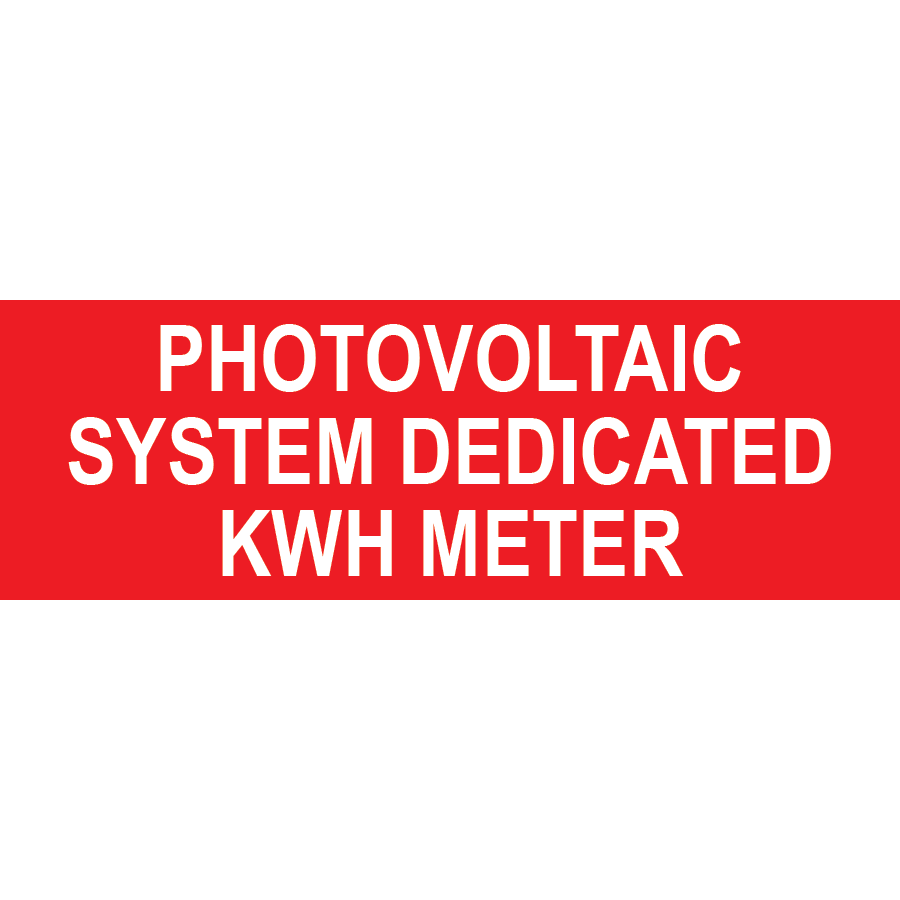 3x1 Photovoltaic System Dedicated KWH Meter, Plastic Solar Labels, PV-066