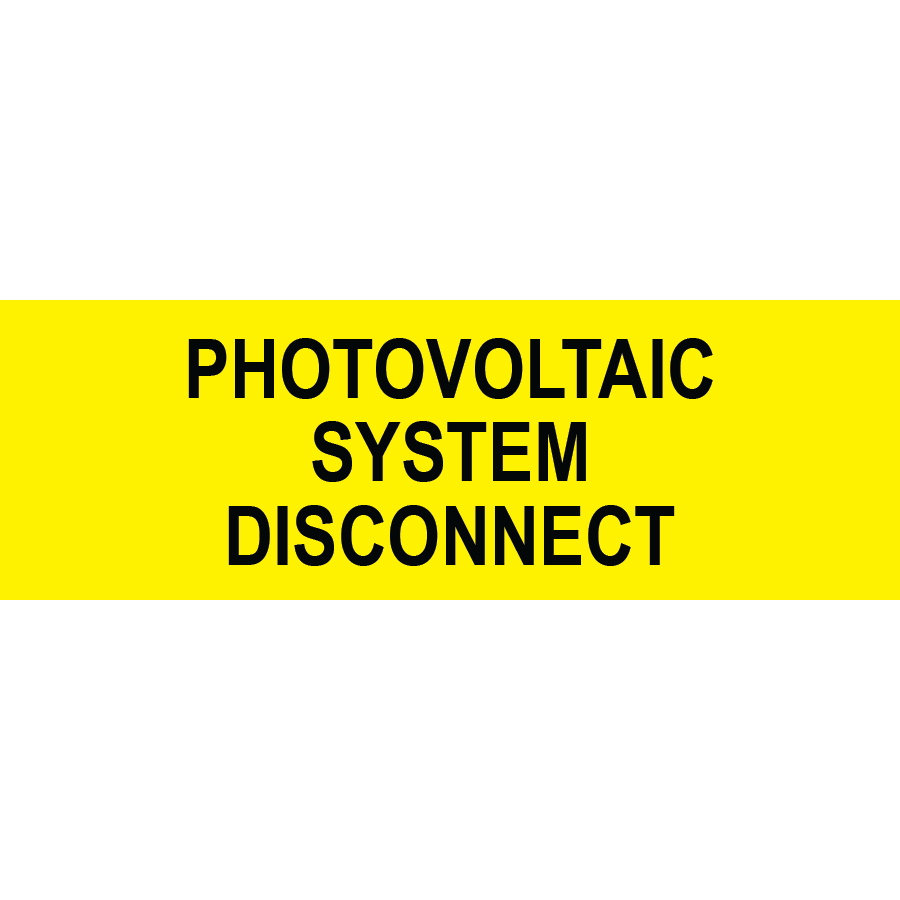 3x1 Photovoltaic System Disconnect, Plastic Solar Labels, PV-234