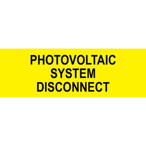 3x1 Photovoltaic System Disconnect, Plastic Solar Labels, PV-234