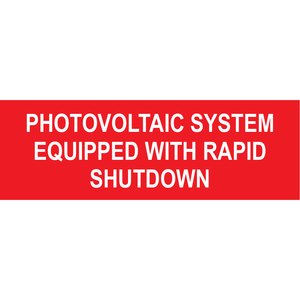 3x1 Photovoltaic System Equipped with Rapid Shutdown, Plastic Solar Labels, PV-018