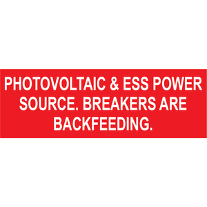 3x1, Photovoltaic and ESS Power Source, Plastic Solar Labels, PV-468