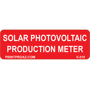 3x1 Solar Photovoltaic Production Meter Vinyl, Decal Solar Labels, V-210