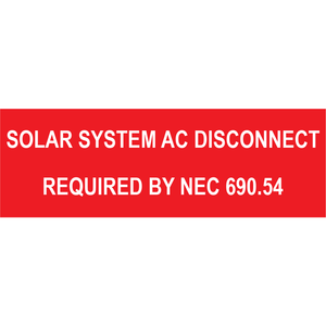 3x1, Solar System AC Disconnect, Plastic Solar Labels, PV-485