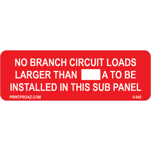 3x1 Sub Panel Label, Vinyl Decal Solar Labels, V-543