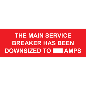 3x1 The Main Service Breaker, Plastic Solar Labels, PV-230