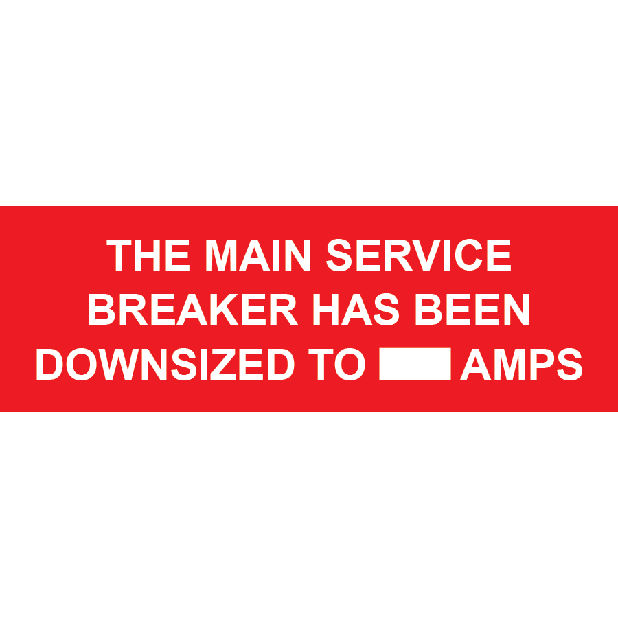 3x1 The Main Service Breaker, Plastic Solar Labels, PV-230