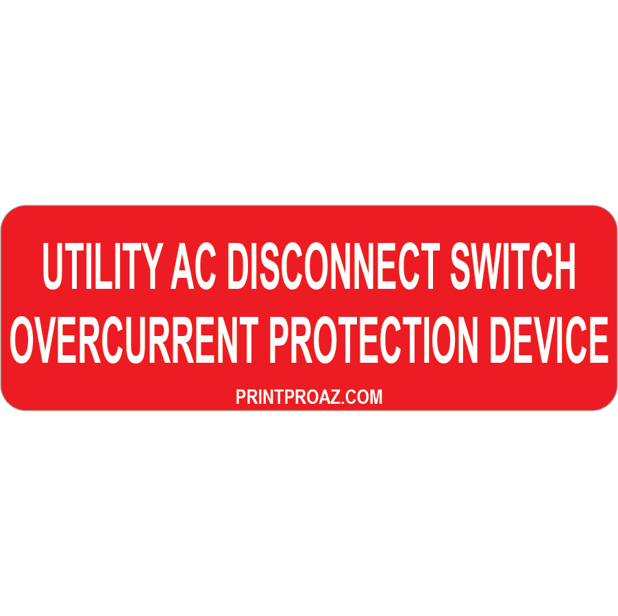 3x1 Utility AC Disconnect Switch, Decal Solar Labels, V-596