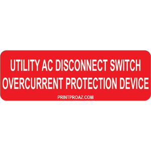 3x1 Utility AC Disconnect Switch, Decal Solar Labels, V-596
