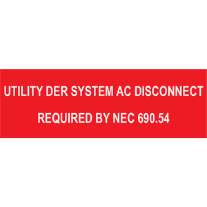 3x1, Utility DER System AC Disconnect, Plastic Solar Labels, PV-490