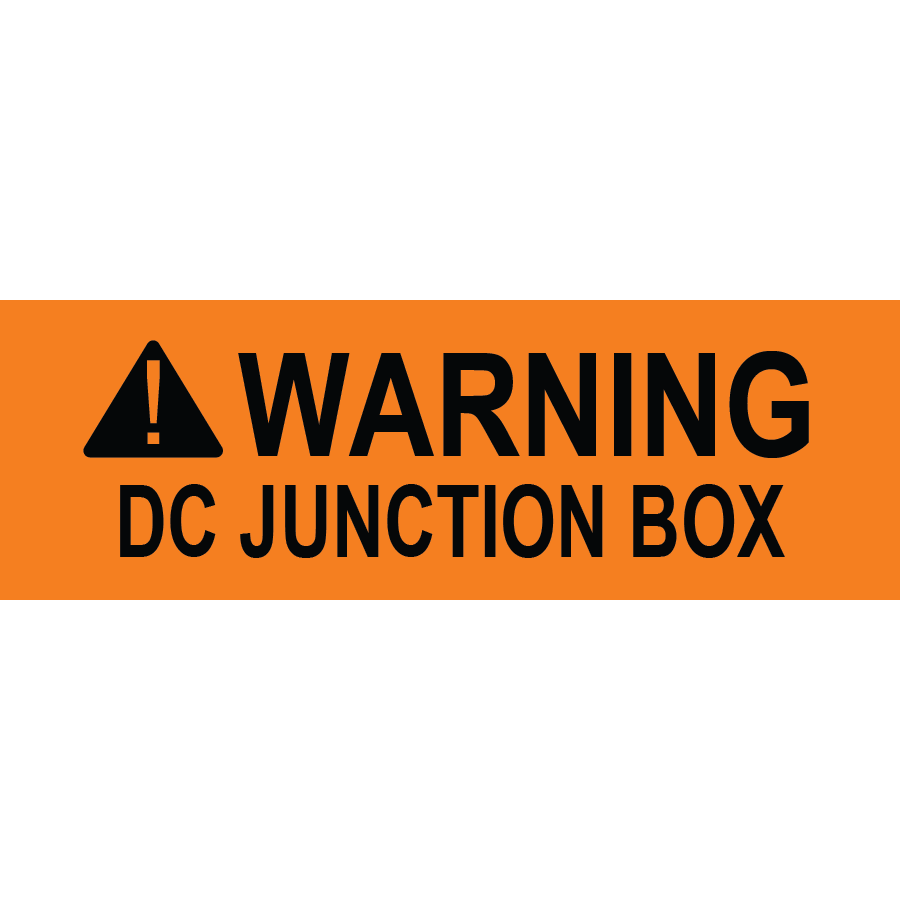 3x1 Warning DC Junction Box, Plastic Solar Labels, PV-222