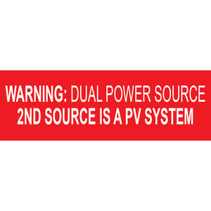 3x1 Warning Dual Power Source, Plastic Solar Labels, PV-072